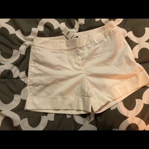 High waisted, white cuff shorts
